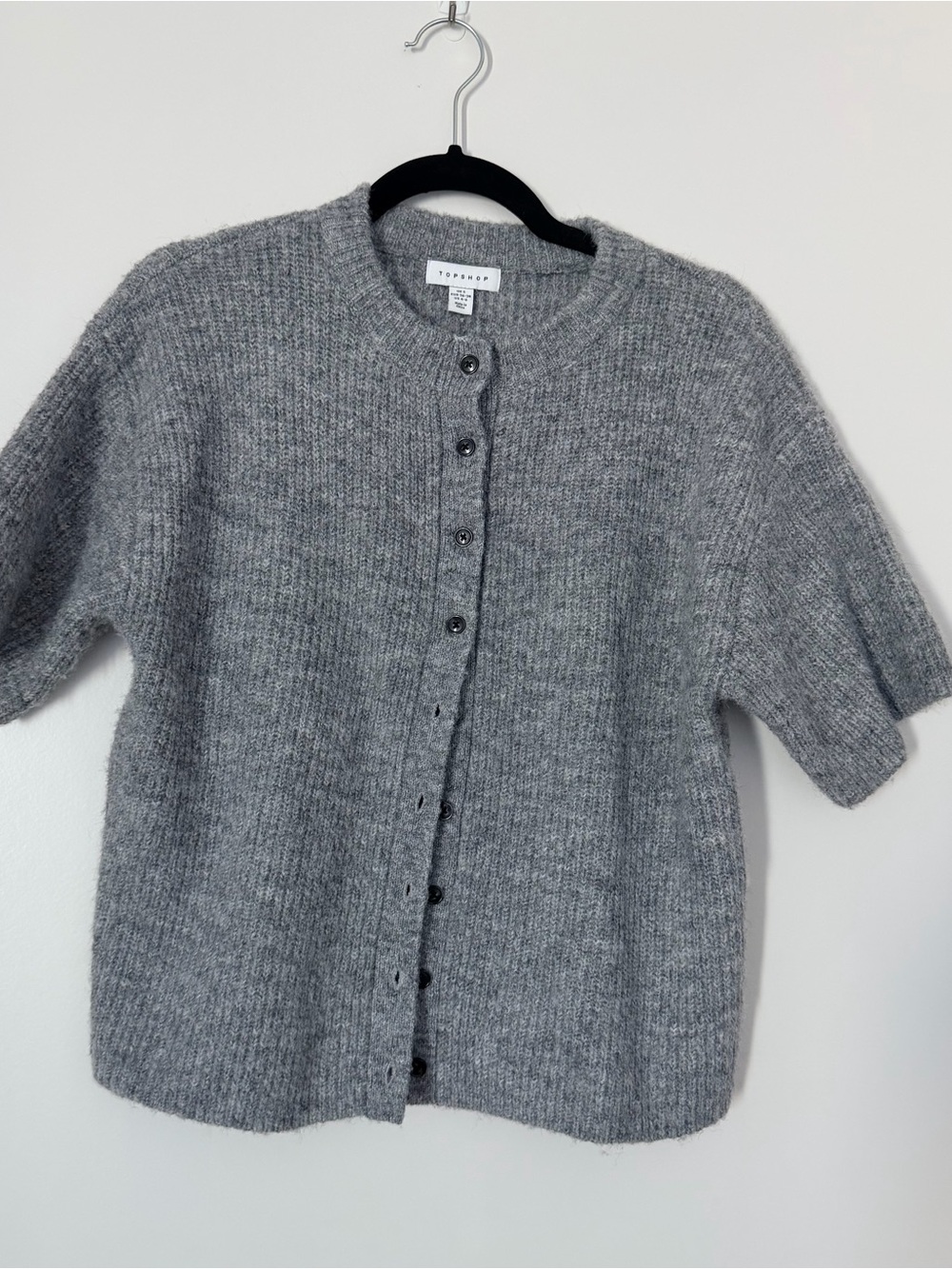 Topshop Chunky Short Sleeved Gray Sweater